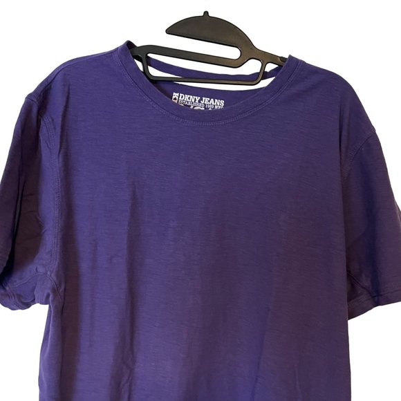 DKNY Jeans T-Shirt Mens Large Purple Crew Neck Stretch Short Sleeves - Picture 2 of 9